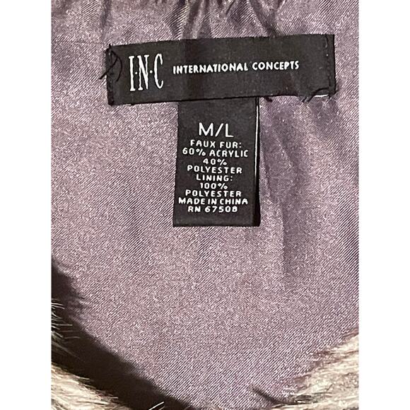 INC International Concepts Tan Ombre Faux Fur Vest size M/L - Picture 3 of 8
